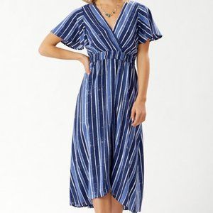 NWT M Tommy Bahama Beach Fan Fair Stripe Maxi Dress, Island Navy, Medium